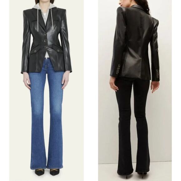 VERONICA BEARD BLAZER JACKET DICKEY BLACK LEATHER VEGAN ANOKI EDGY FALL MOTO - Picture 5 of 16